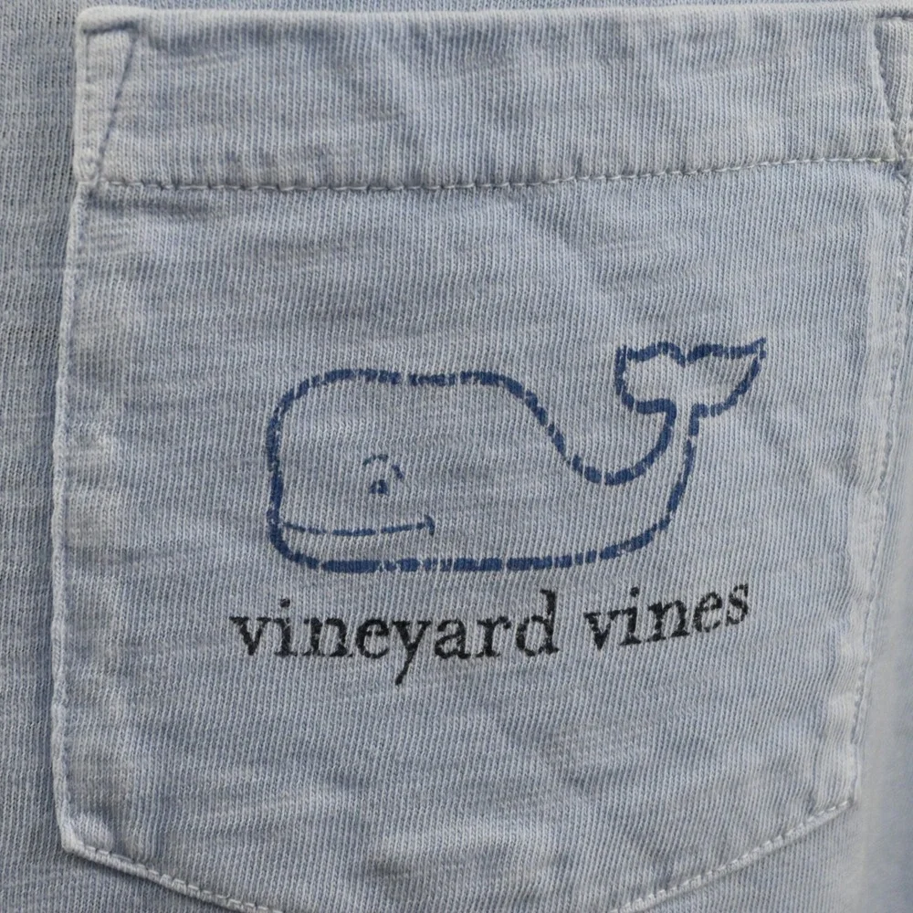 Vineyard Vines Pocket T-Shirt‎ Mens L Blue Graphic Long Sleeve Slub Cotton